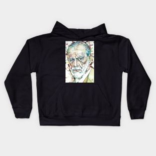 SIGMUND FREUD - watercolor portrait.1 Kids Hoodie